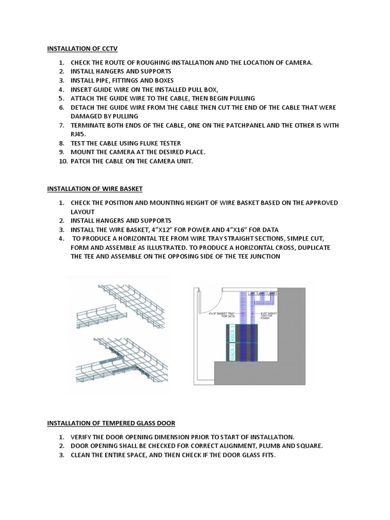 Server Room Electrical Installation Guide | PDF | Door | Screw