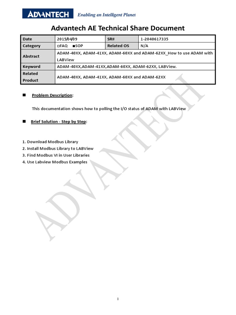 Using ADAM Devices with LABView | PDF | Technology & Engineering