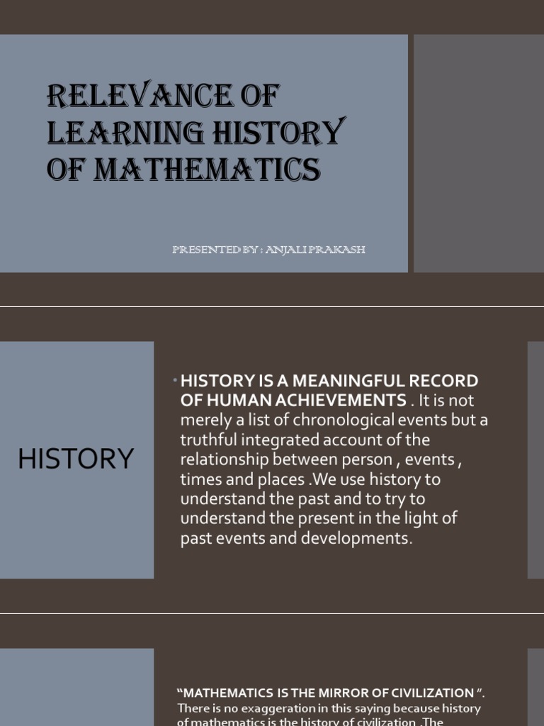Importance of Mathematics History | PDF | Teaching Mathematics ...