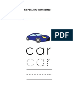 Car Spelling Worksheet