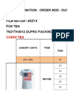 Item Information: Order #020 - Dupro Packing List SW 2/25-3/2 Pid# M5Y0M / 4rzyx Po# Tba Tn21Tk4012 Dupro Packing List