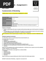 Assessment Task - Assignment 1: MKT10007 Fundamentals of Marketing