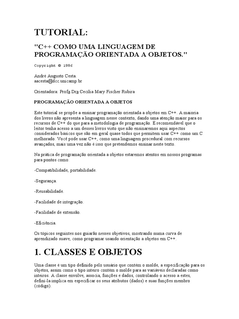 Tutorial C++ | PDF | Computadores