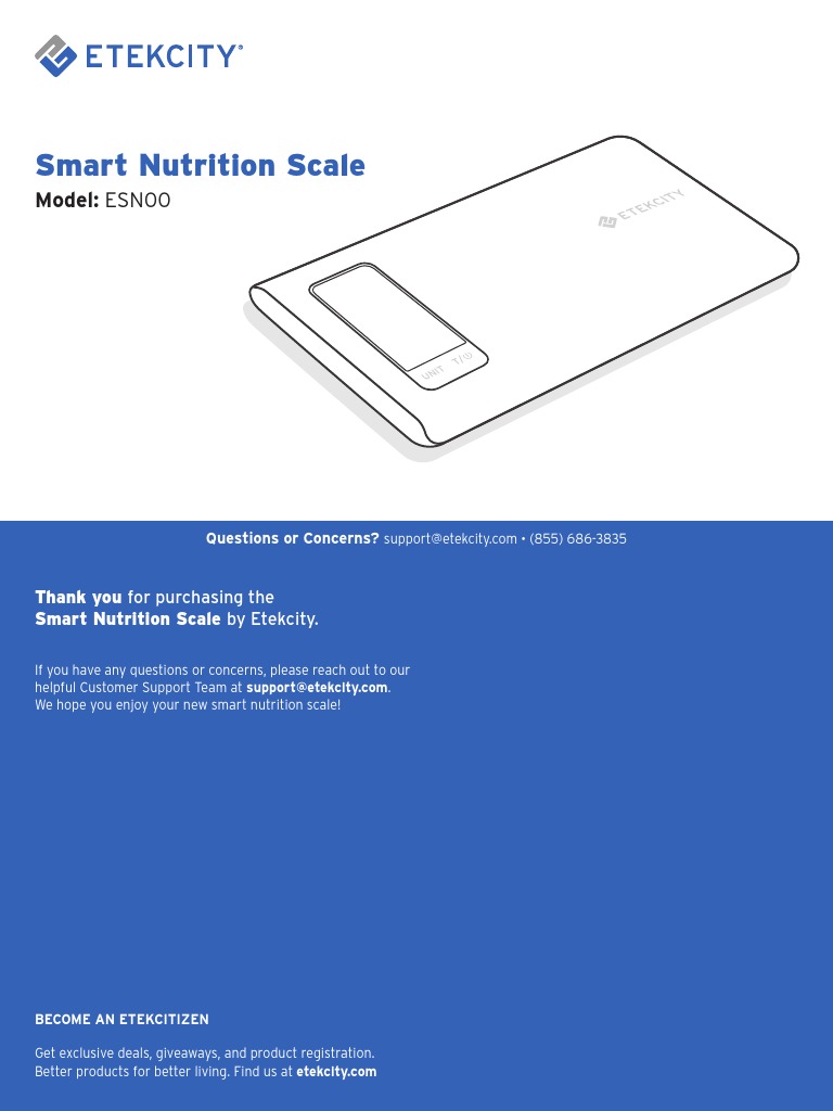 Etekcity Smart Nutrition Scale User Manual PDF Fitbit Radio