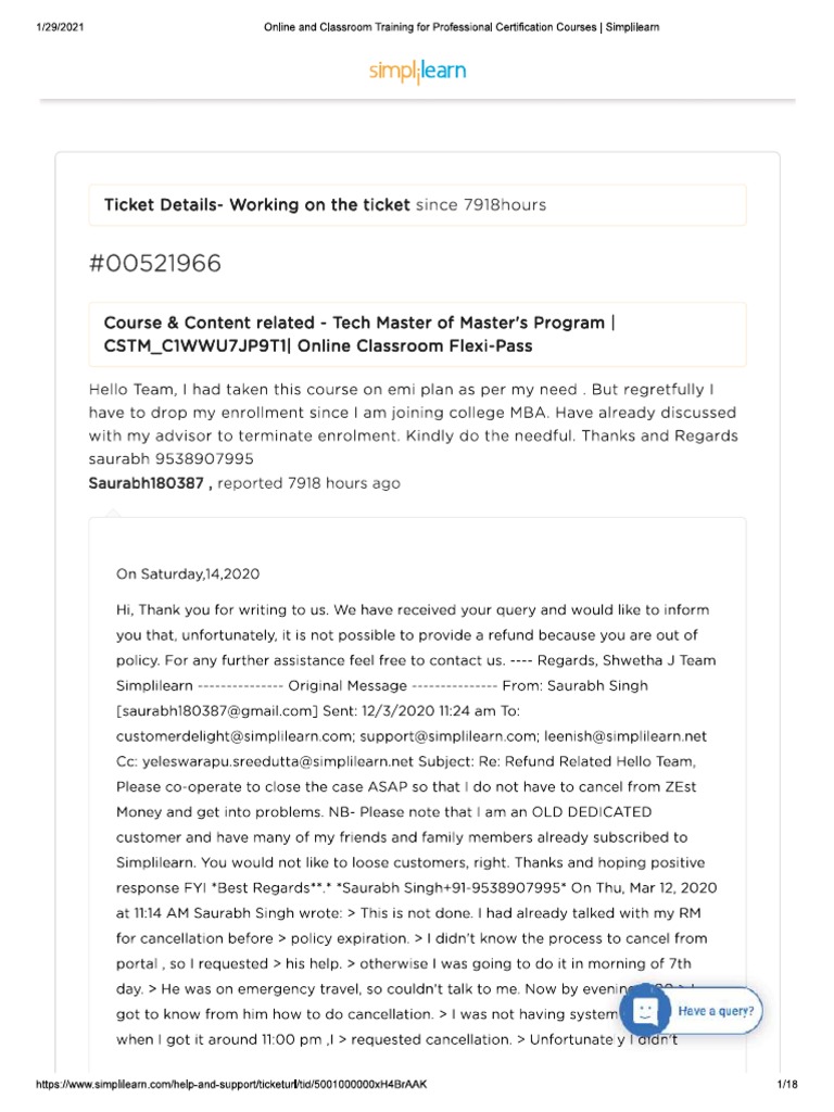 SImplilearn Pending Case - 1 | PDF