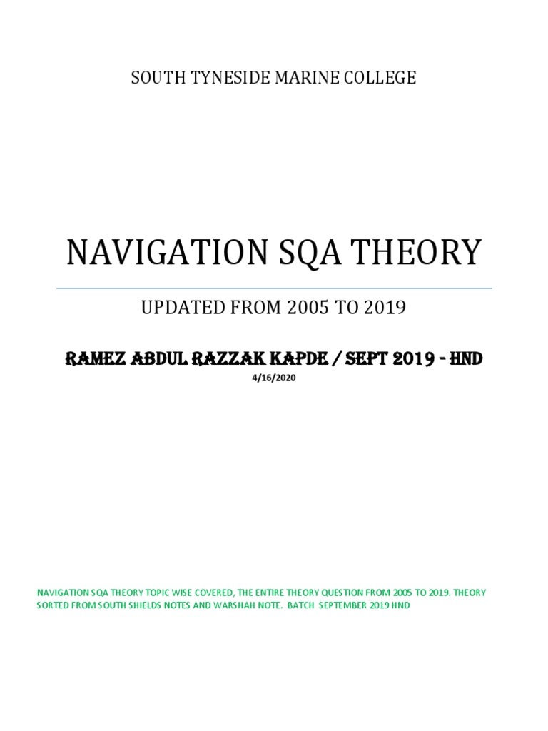 SQA Navigation Theory Overview 2005-2019 | PDF | Navigation | Radar