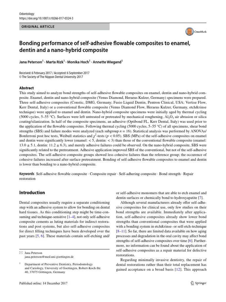Bonding Performance of SelfAdhesive Flowable Composites To Enamel