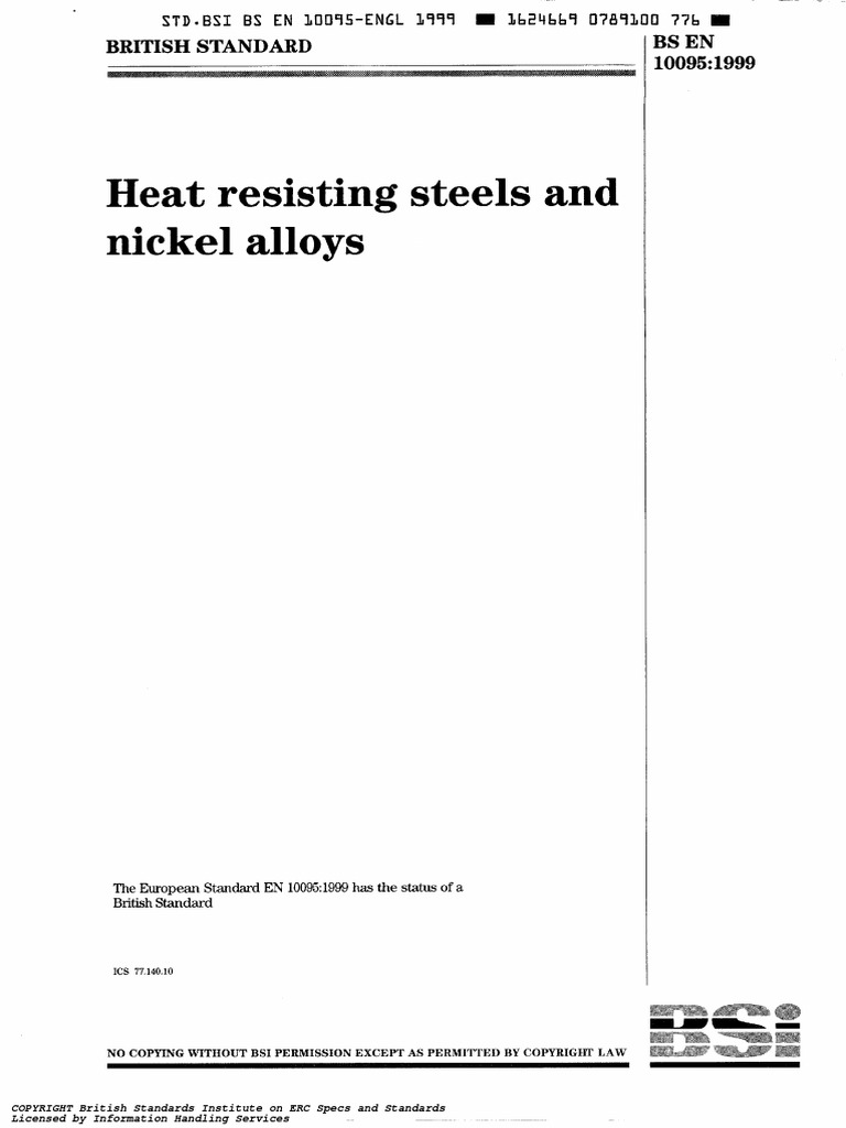 BS en 10095-1999 | PDF | Steel | Specification (Technical Standard)