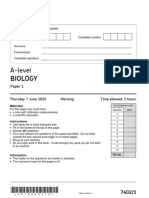 June 2018 QP - Paper 1 AQA Biology A-Level