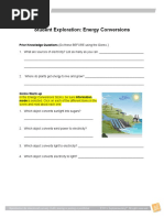 Student Exploration: Energy Conversions: Prior Knowledge Questions (Do These BEFORE Using The Gizmo