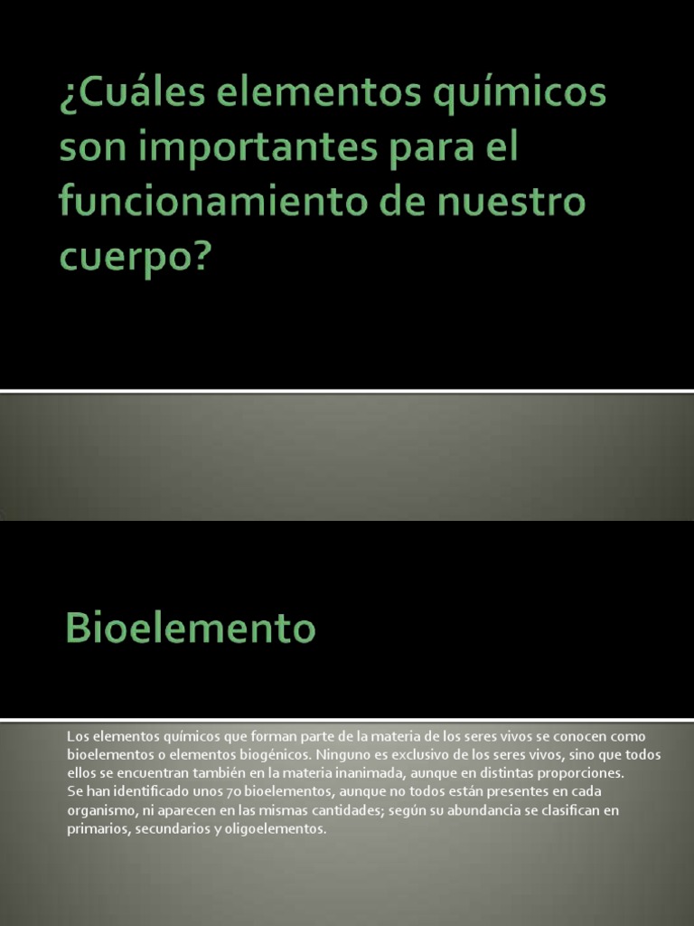 Bioelementos y su importancia en la vida | PDF | Cuerpo humano ...