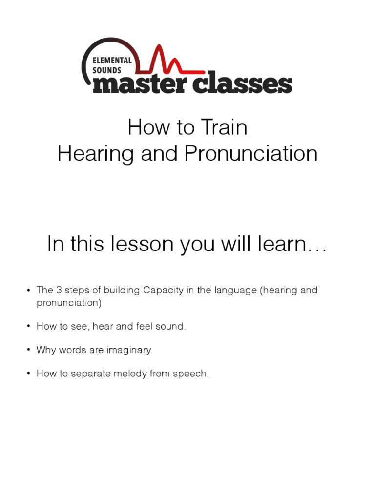 How To Train Hearing and Pronunciation PDF Language Acquisition
