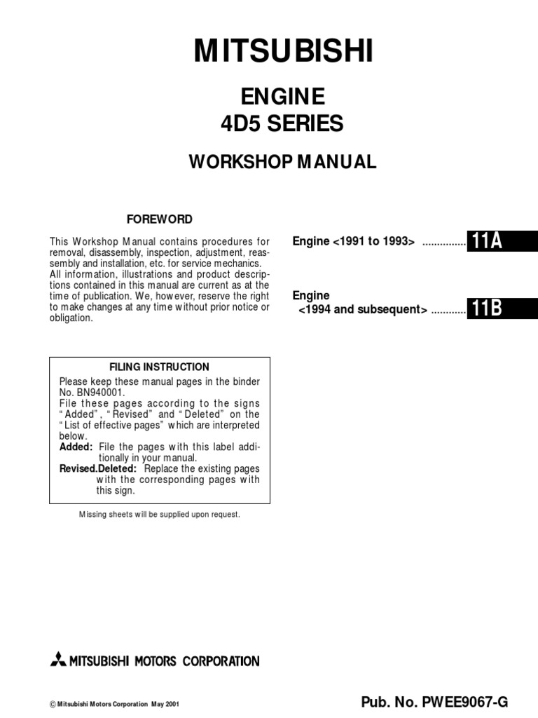 Mitsubishi: Engine 4D5 Series | PDF | Mechanical Engineering