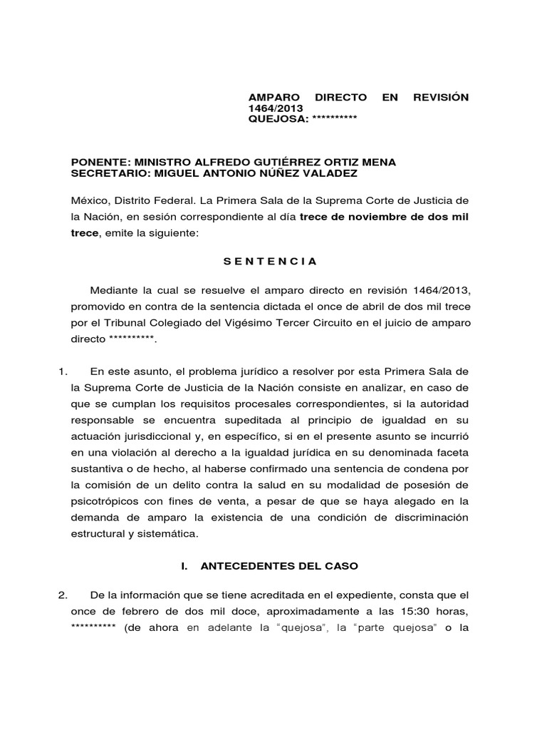Amparo Directo en Revisión 1464/2013 | PDF | Caso de ley | Sentencia (ley)
