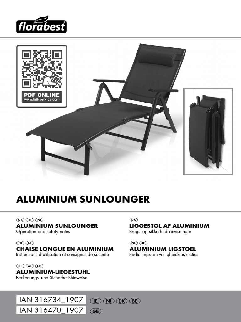 Aluminium Sunlounger IAN 316734 1907 IAN 316470 1907 PDF