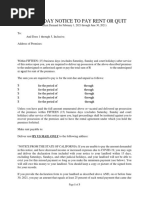 Fifteen Day Notice To Pay Rent or Quit: (Rent Demand For February 1, 2021 Through June 30, 2021)