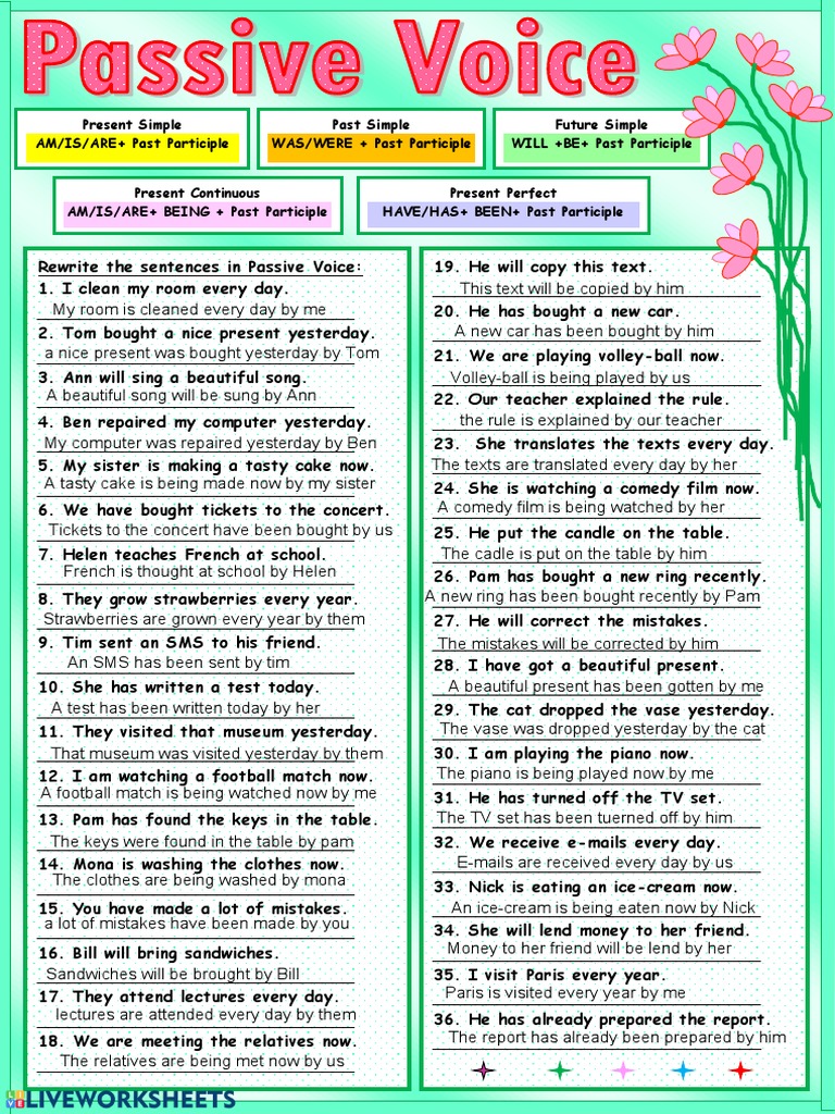 Passive Voice Sentence Transformations | PDF | Linguistic Morphology ...
