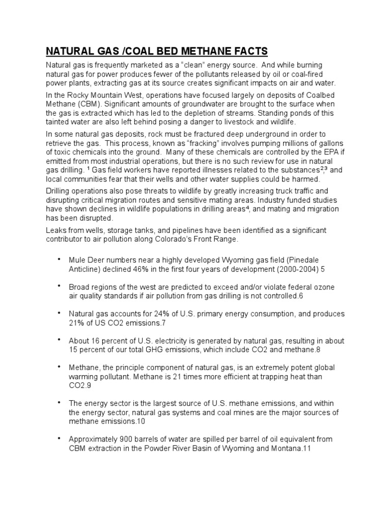 Natural Gas and Coal Bed Methane Impact | PDF | Coalbed Methane ...