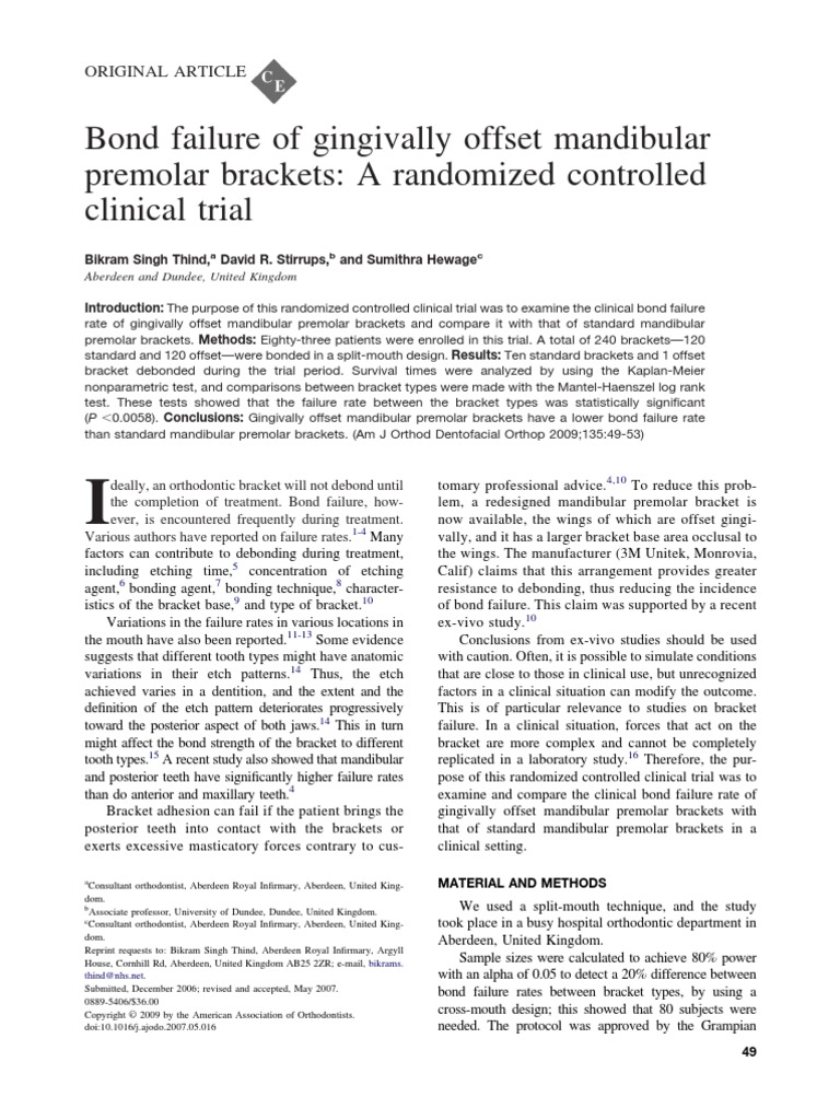 Bond Failure of Gingivally Download Free PDF Orthodontics Mouth