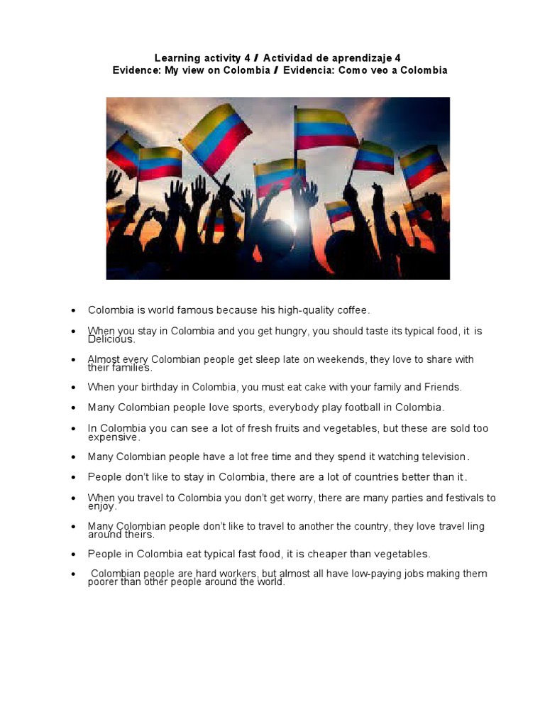 Learning - Activity - My View Colombia | PDF