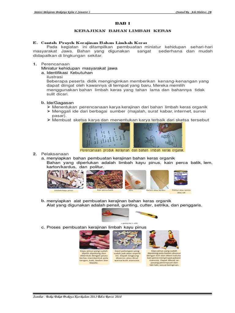 E Contoh Proyek Kerajinan Bahan Limbah Keras Pdf