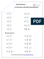 Add and Subtract Fractions With Like Denominators: Math Worksheets