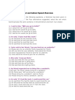Direct and Indirect Speech Exercises