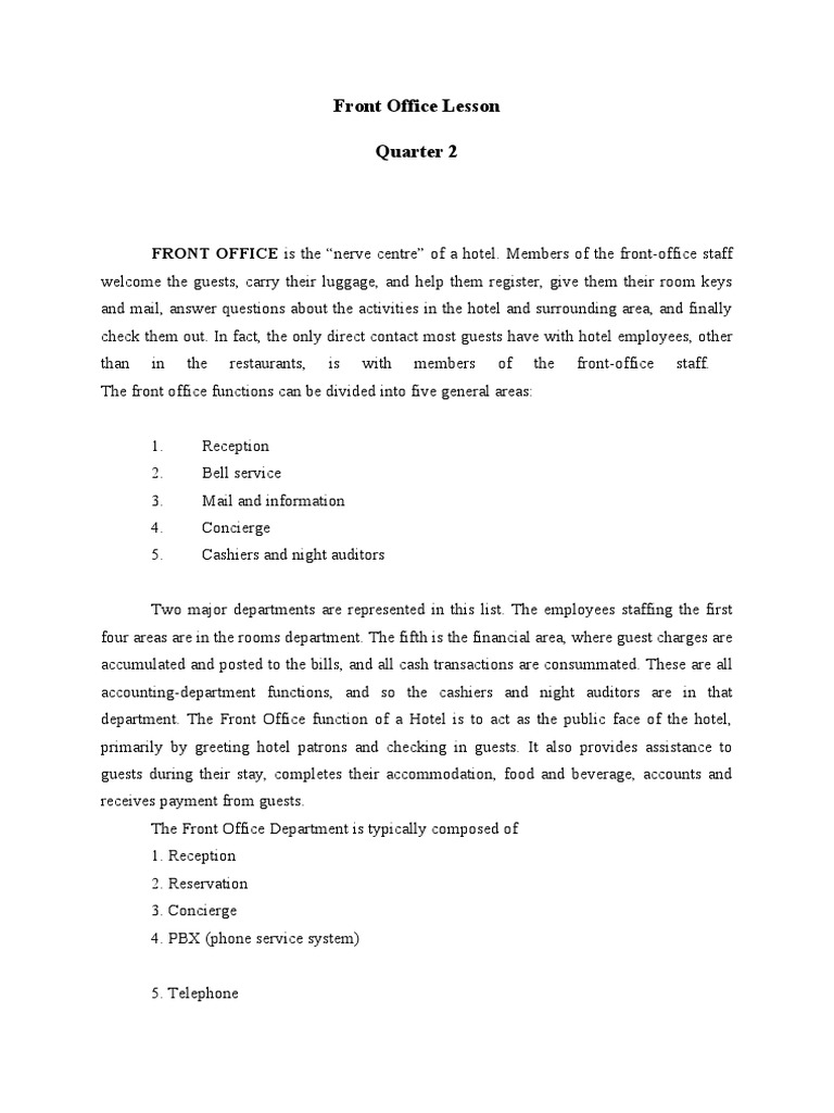 Front Office PDF Business