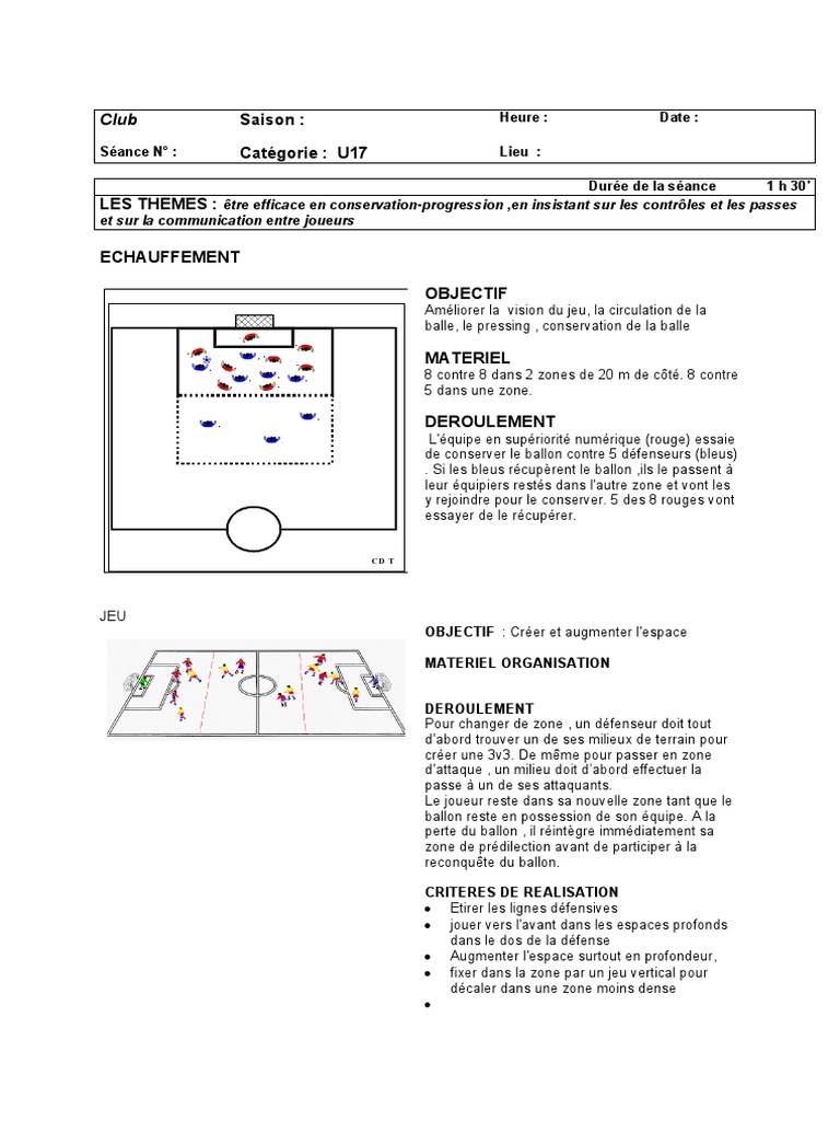 Fixer Dans Une Zone Pour Jouer Dans Une Autre U17 Seance U17 Conservation-Penetration | PDF | Attaquant (football) |  Défenseur (football)