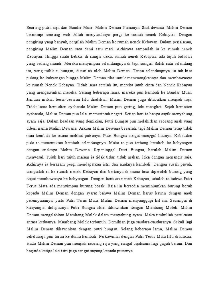 Hikayat Malim Deman dan Bidadari | PDF