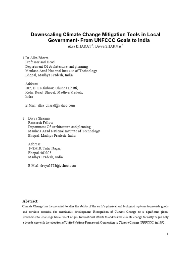 Local Climate Change Mitigation in India | PDF | Climate Change ...