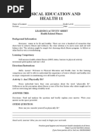 Physical Education and Health 11: Learning Activity Sheet Health Related Fitness Background Information