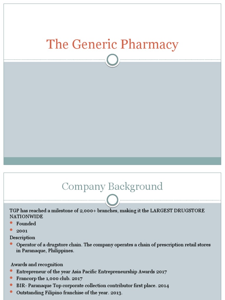 The Generic Pharmacy (Powerpoint) PDF Generic Drug Pharmacy