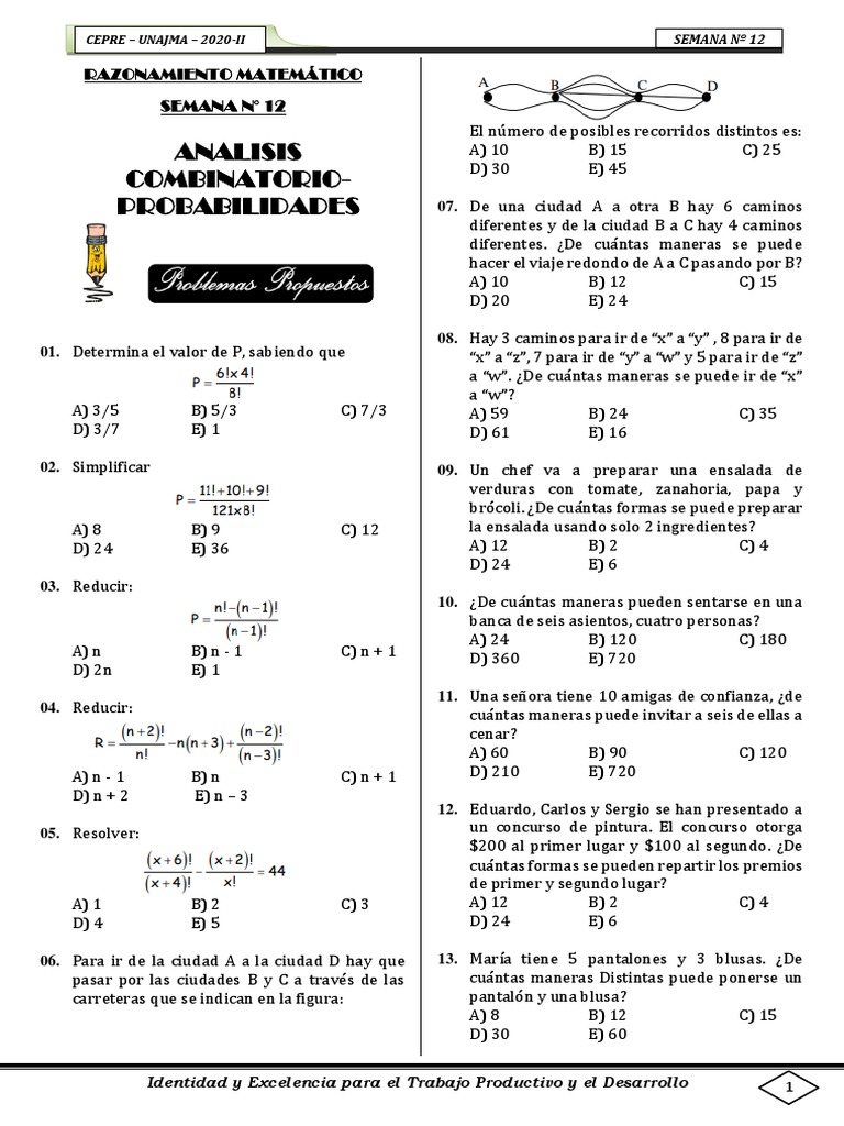 Analisis Combinatorio Probabilidades Problemas | PDF | Probabilidad ...