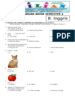 Soal UAS Bahasa Inggris Kelas 2 SD Semester 1 (Ganjil) Dan Kunci Jawaban (Www.bimbelbrilian.com)