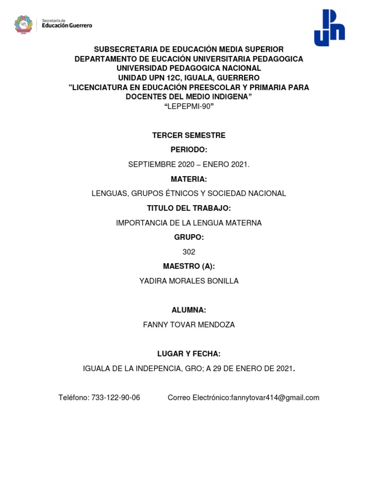 Importancia de la Lengua Materna | PDF | Primer idioma | Náhuatl
