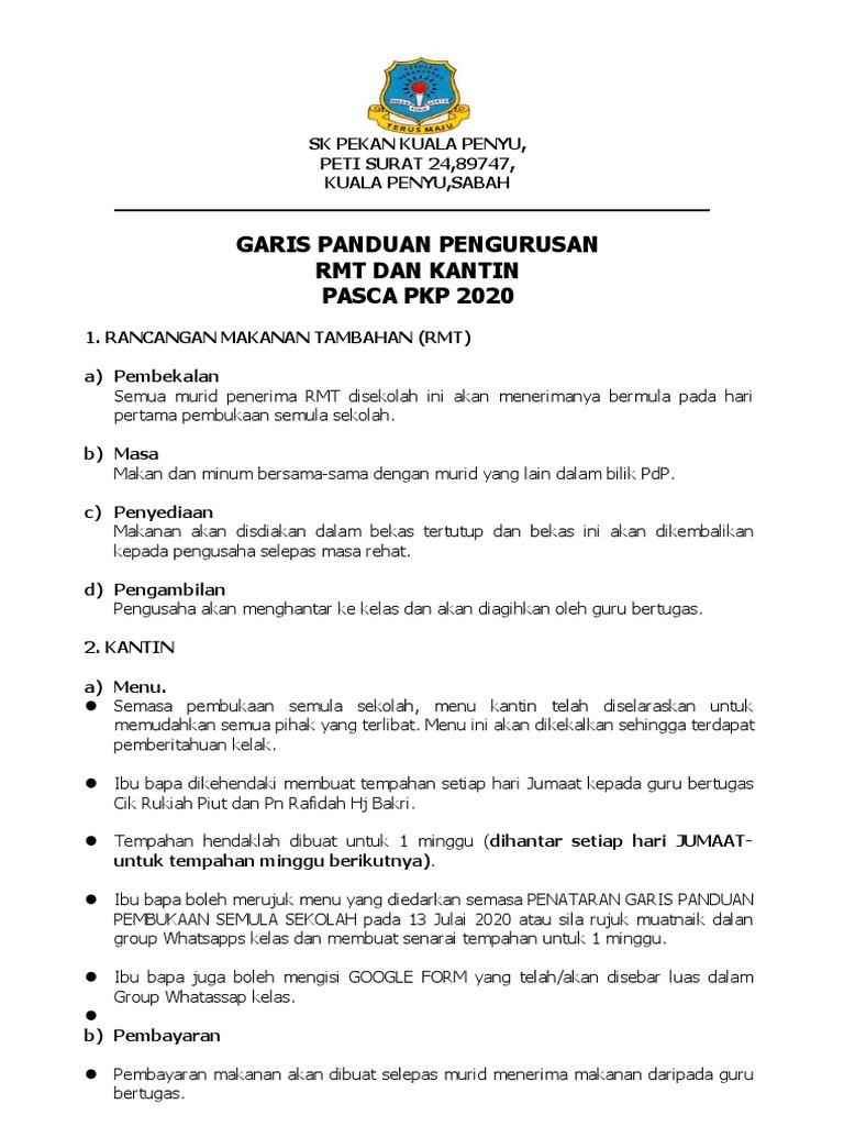 Garis Panduan RMT Dan Kantin SKPKP | PDF