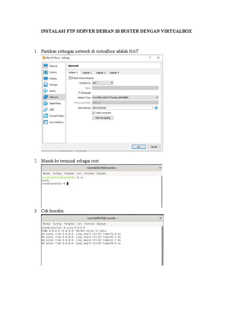 Instalasi FTP Server Debian 10 Buster Dengan Virtualbox | PDF | Komputer