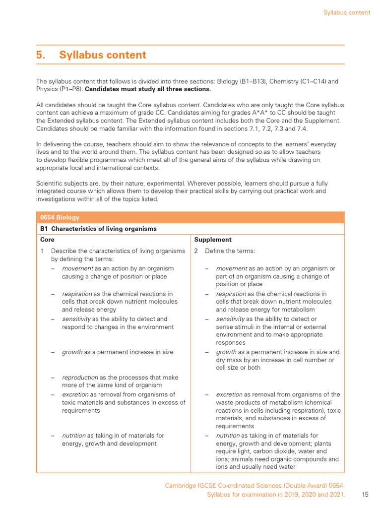 0654 igcse coordinated science 2019 2021 syllabus pdf artery heart