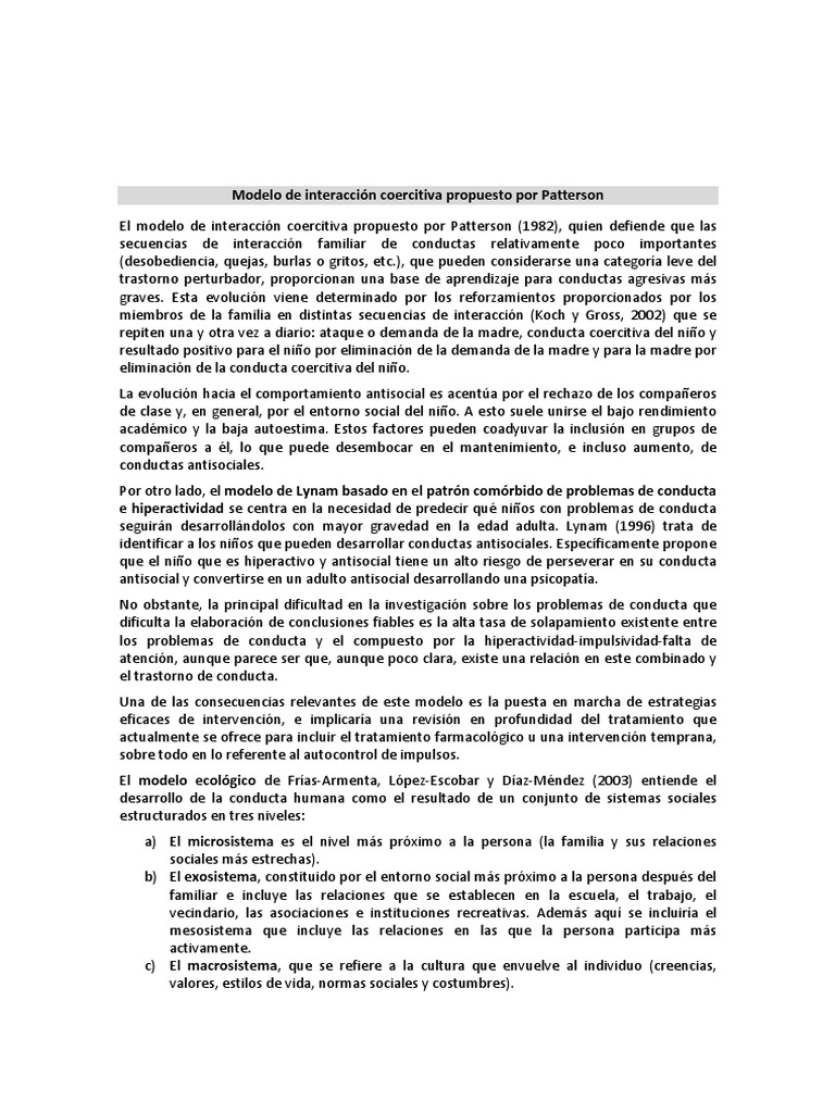 Modelo de Interaccion Coercitiva Propuesto Por Patterson | PDF ...