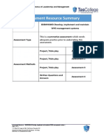 Assessment Resource Summary: BSBWHS605 Develop, Implement and Maintain WHS Management Systems