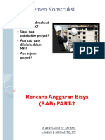 "Rencana Anggaran Bangunan (2) " - Manajemen Konstruksi I - Pertemuan 5