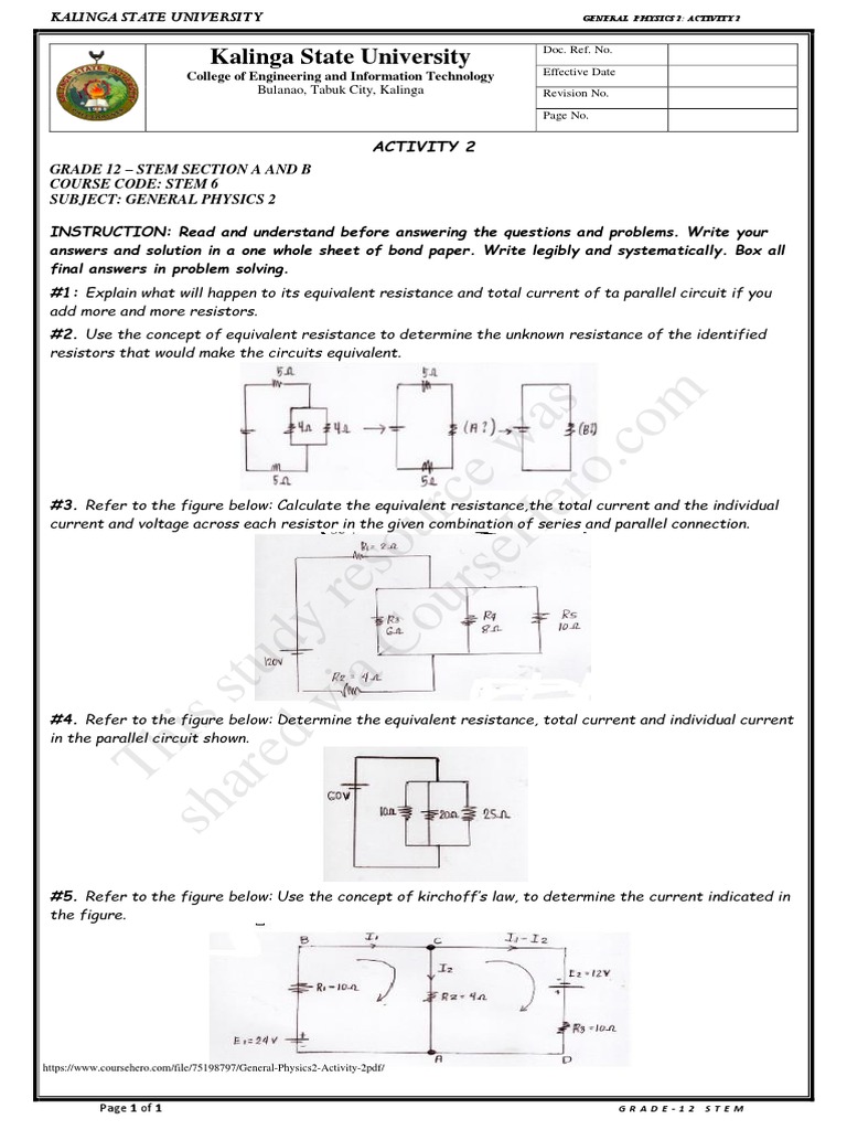 General Physics 2 Activity Guide | PDF | Series And Parallel Circuits ...