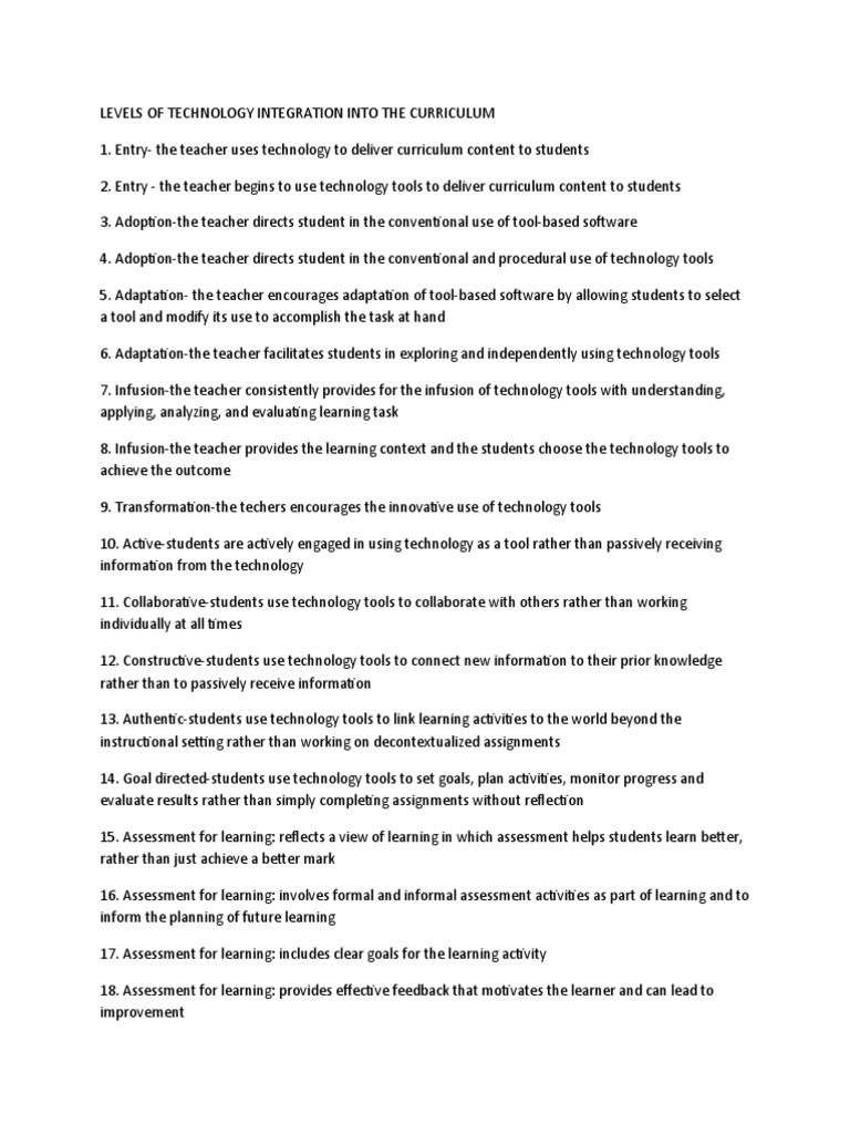 Levels of Technology | PDF | Educational Assessment | Educational ...
