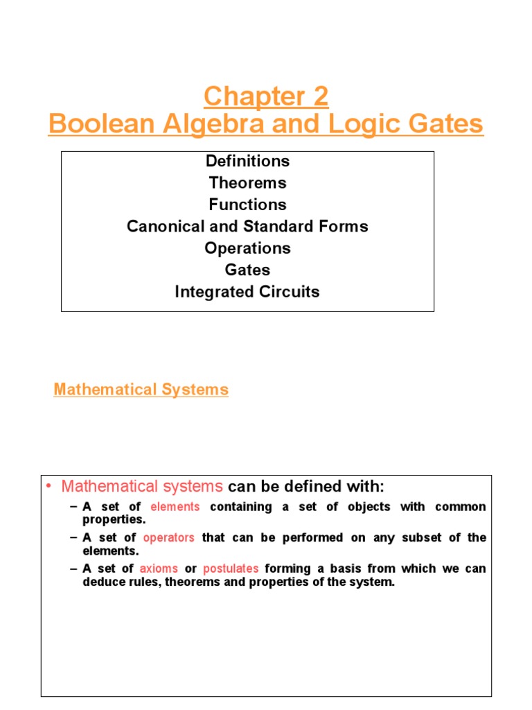 Boolean Algebra and Logic Gates PDF Integrated Circuit Logic Gate