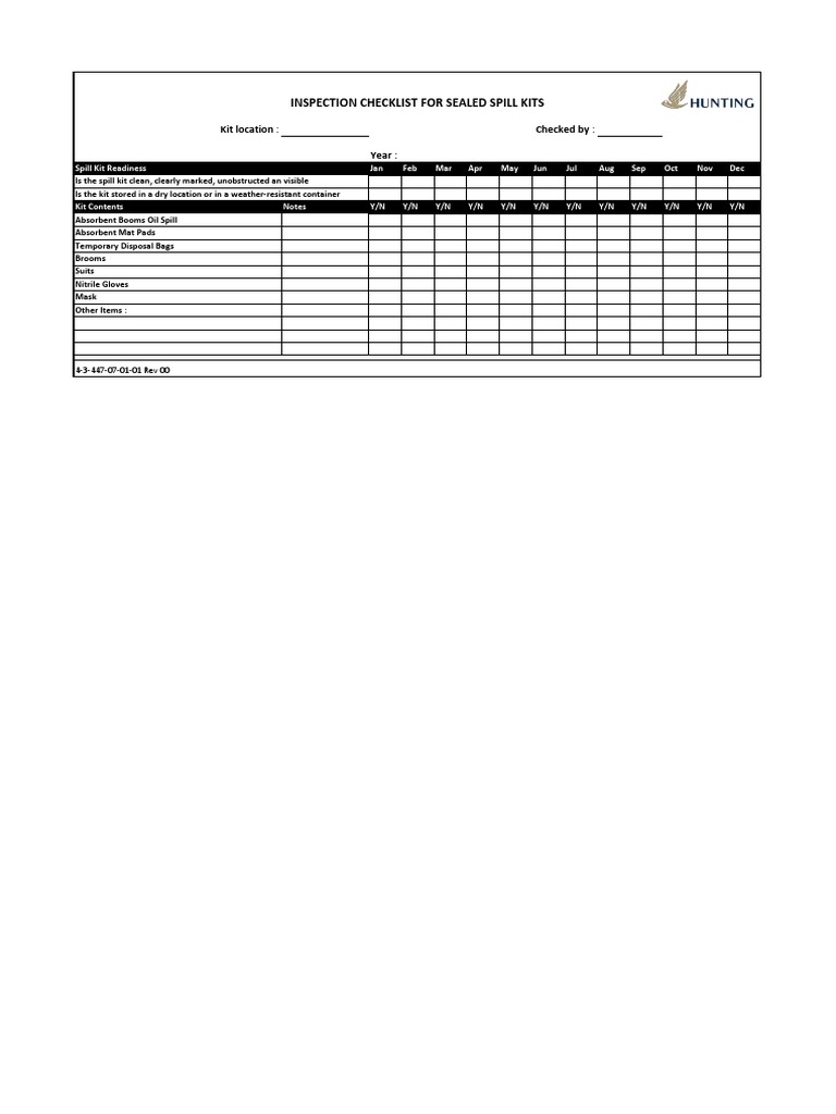Spill Kit Inspection Checklist | PDF