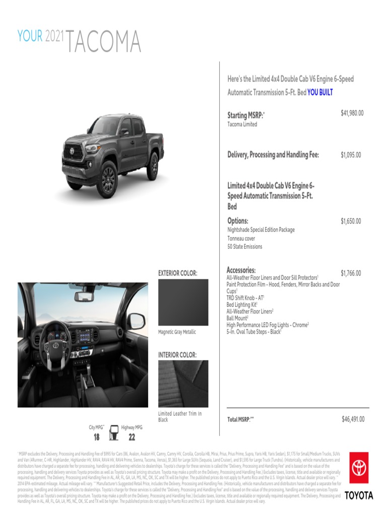 2021 TOYOTA TACOMA MANUAL PDF visual data 6