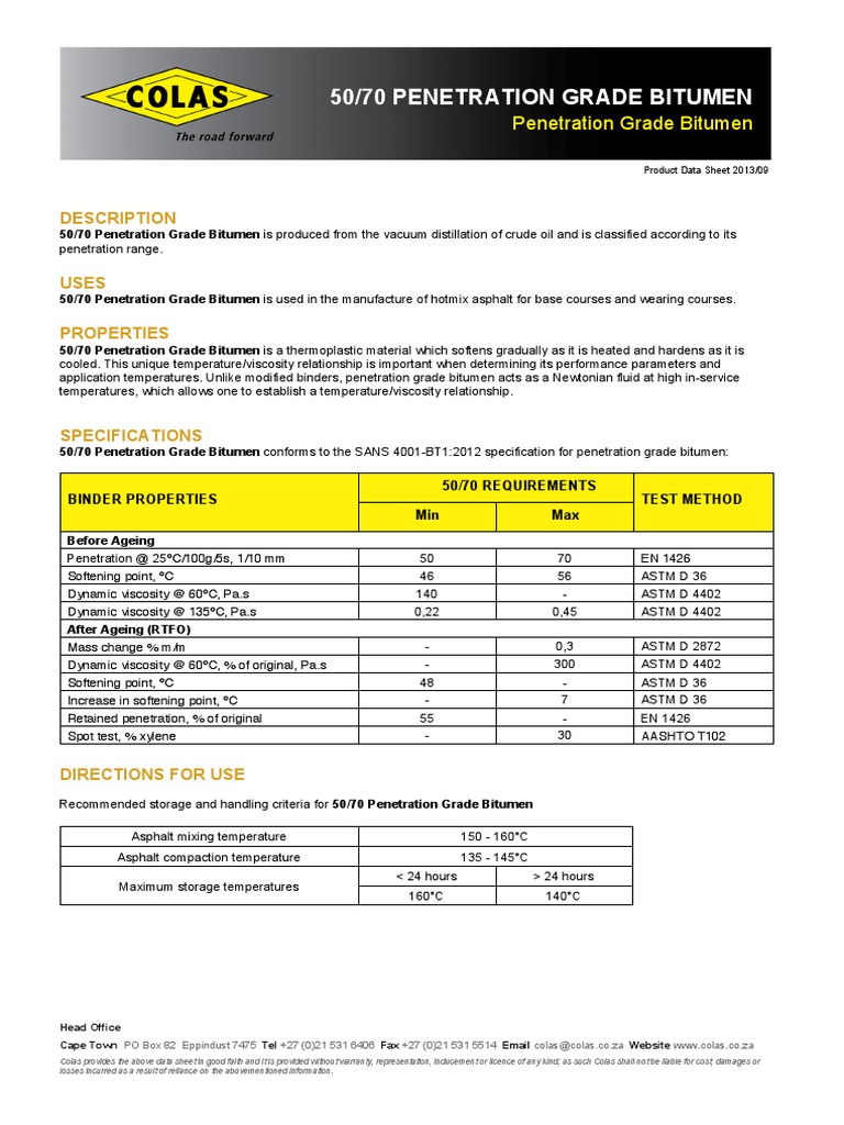 70 Penetration Grade Bitumen | PDF | Asphalt | Viscosity