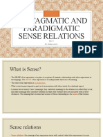 Syntagmatic and Paradigmatic Sense Relations Part One