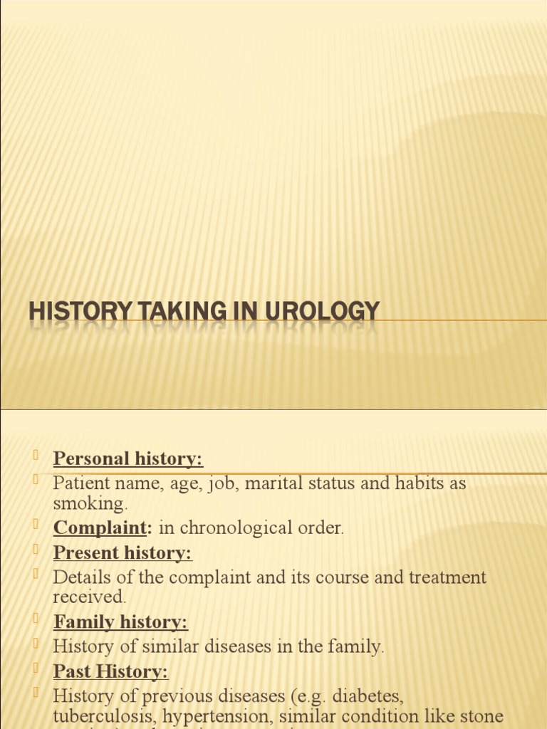 History Taking In Urologyundergraduate